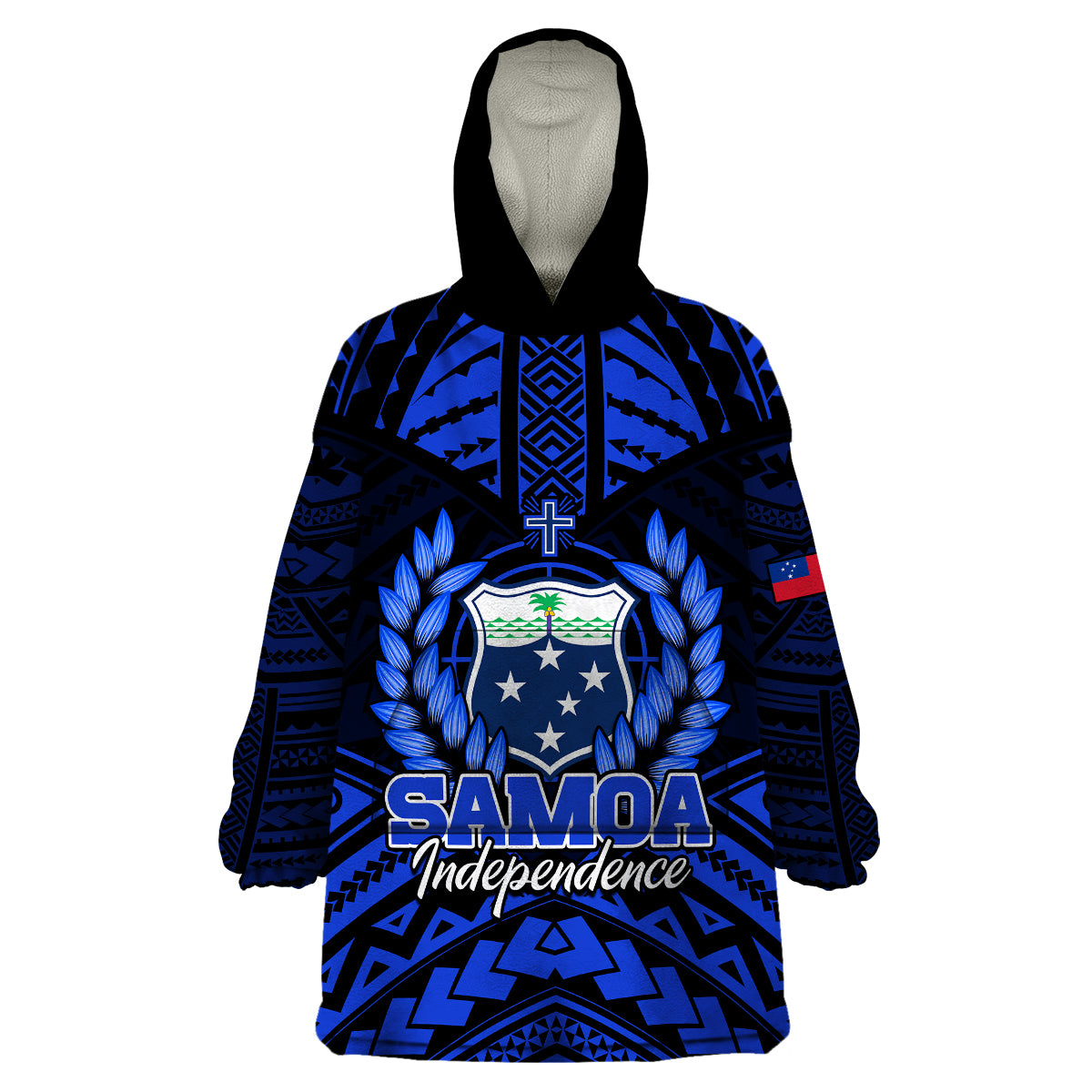 (Custom Personalised) Samoa Independence Day Wearable Blanket Hoodie Ulafa Polynesian Unique Blue No3 LT9 Unisex One Size - Polynesian Pride