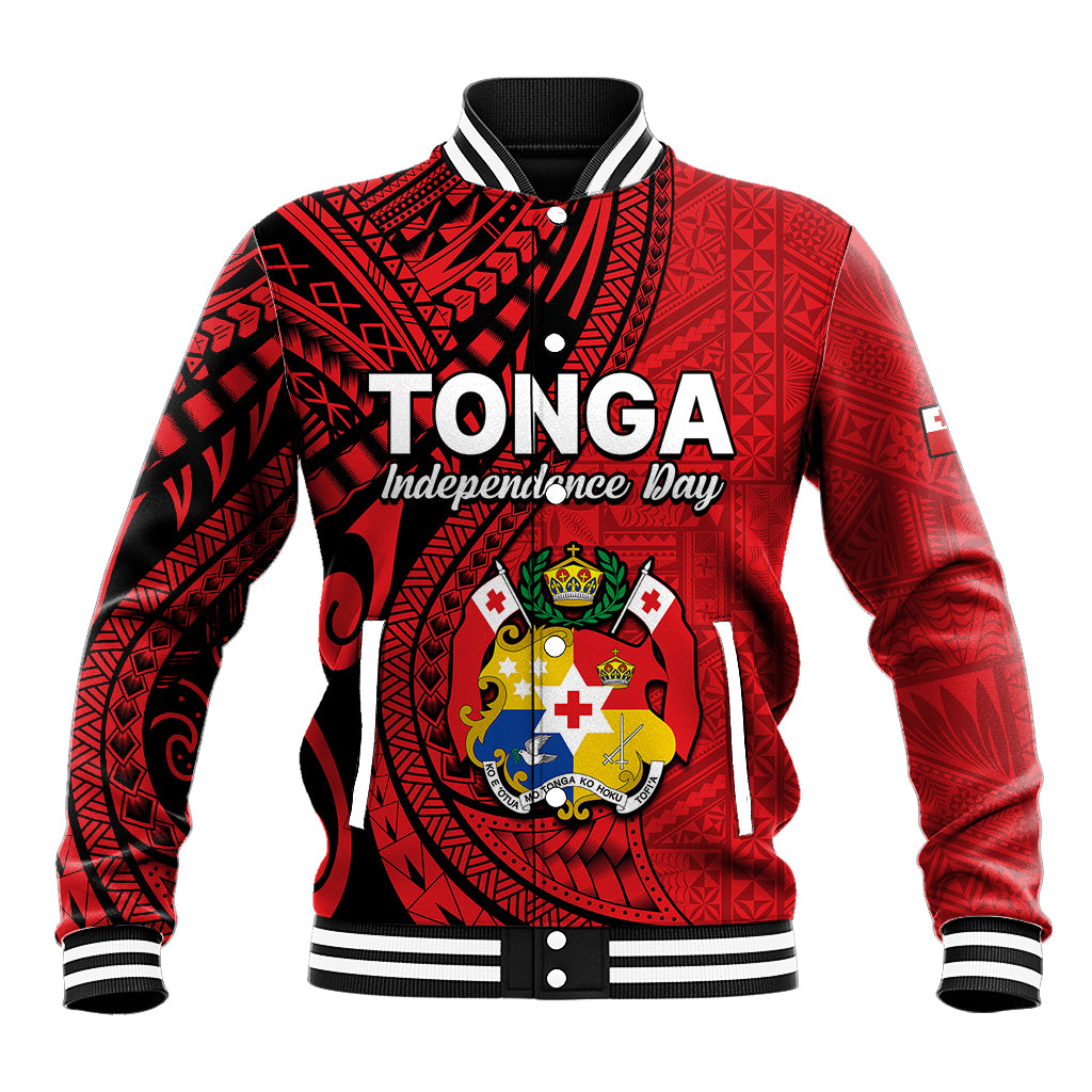Tonga Independence Anniversary Baseball Jacket Tongan Tribal Pattern Unique Version LT9 Unisex Red - Polynesian Pride