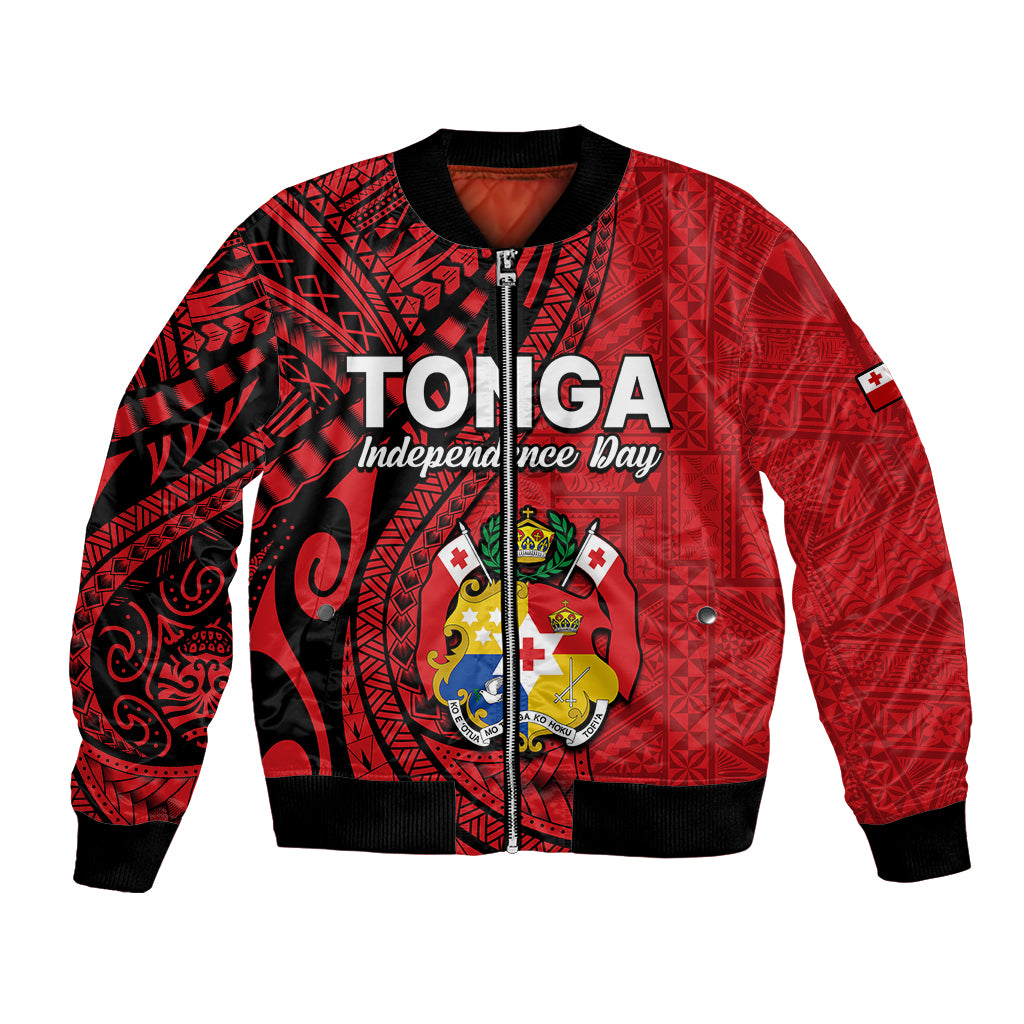 Tonga Independence Anniversary Bomber Jacket Tongan Tribal Pattern Unique Version LT9 Unisex Red - Polynesian Pride