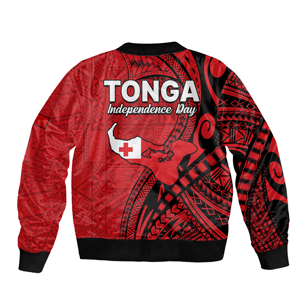 Tonga Independence Anniversary Sleeve Zip Bomber Jacket Tongan Tribal Pattern Unique Version LT9 - Polynesian Pride