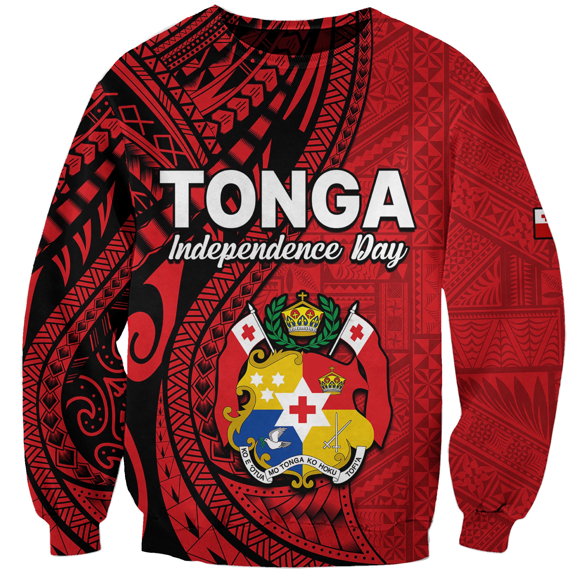 Tonga Independence Anniversary Sweatshirt Tongan Tribal Pattern Unique Version LT9 Unisex Red - Polynesian Pride