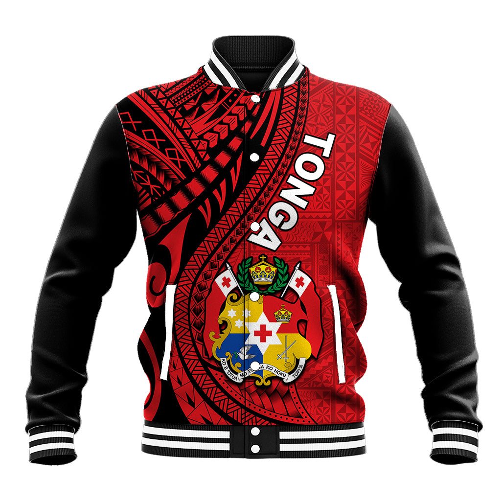 Polynesian Tonga Baseball Jacket Tribal Pattern Unique Version LT9 Unisex Red - Polynesian Pride