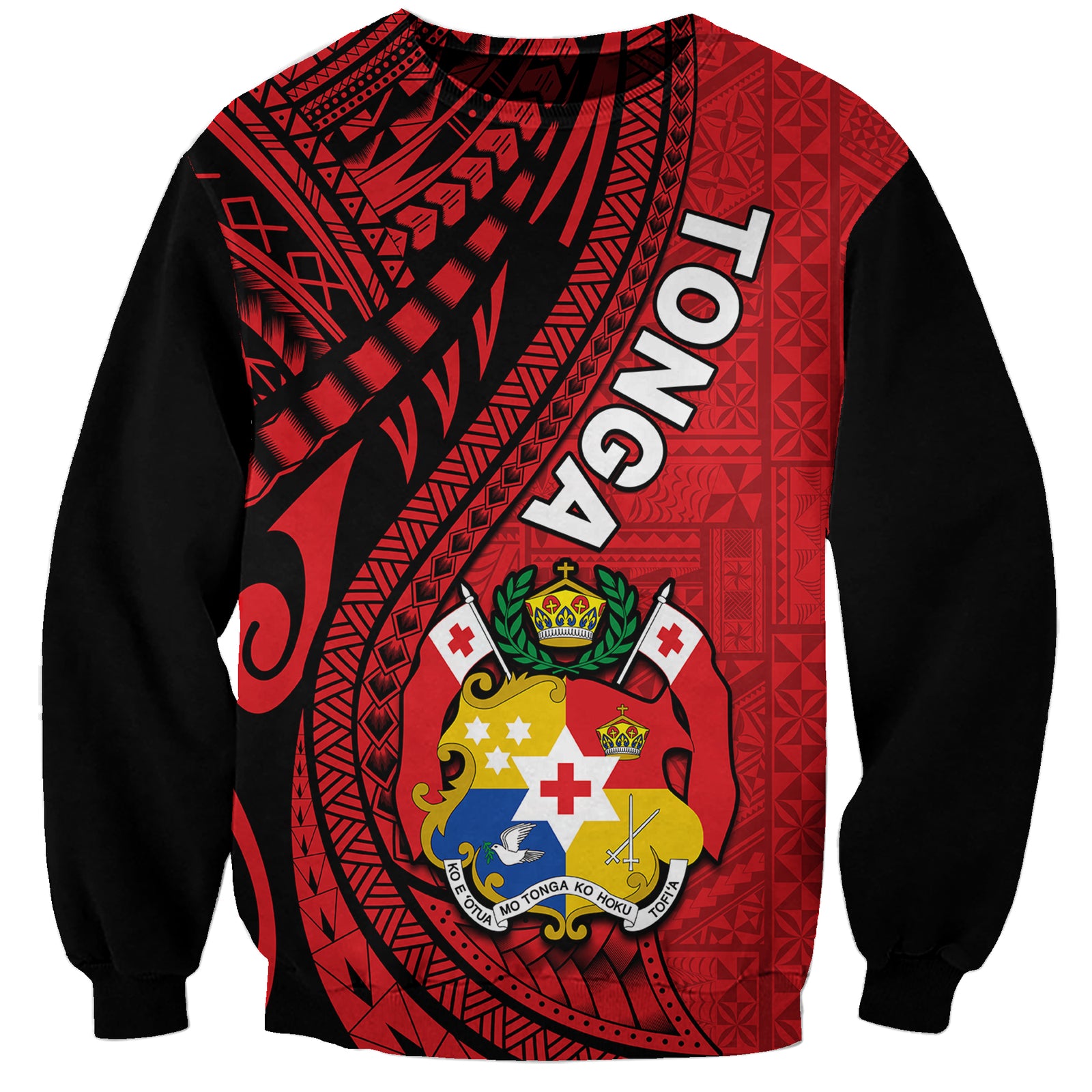 Polynesian Tonga Sweatshirt Tribal Pattern Unique Version LT9 Unisex Red - Polynesian Pride