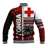 Tonga Kupesi Ngatu Baseball Jacket Proud Tonga with Flag and Palm Tree LT9 - Polynesian Pride