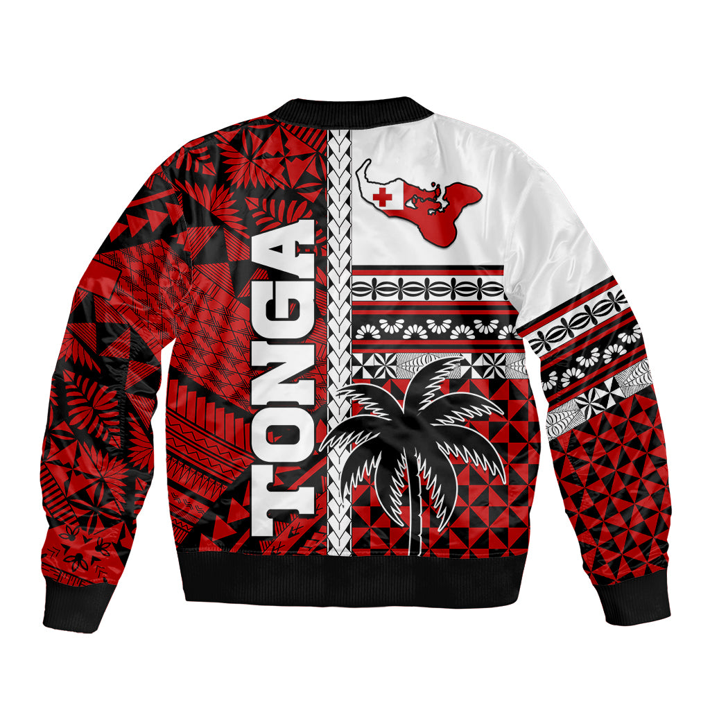 Tonga Independence Day Sleeve Zip Bomber Jacket Proud Tongan Emancipation with Kupesi Ngatu LT9 - Polynesian Pride
