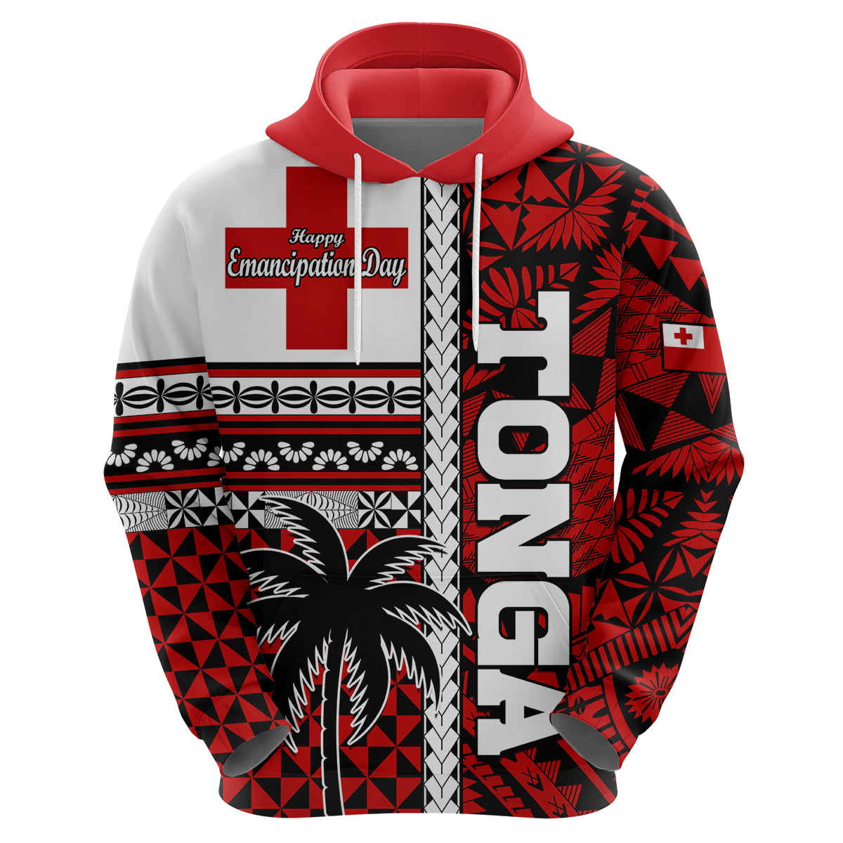 Custom Tonga Independence Day Hoodie Proud Tongan Emancipation with Kupesi Ngatu LT9 Zip Hoodie Red - Polynesian Pride