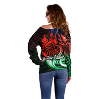 New Caledonia Off Shoulder Sweater Emblem Nautilus Shell LT9 - Polynesian Pride