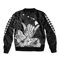Hawaii Shaka Sign Sleeve Zip Bomber Jacket Black Version LT9 - Polynesian Pride