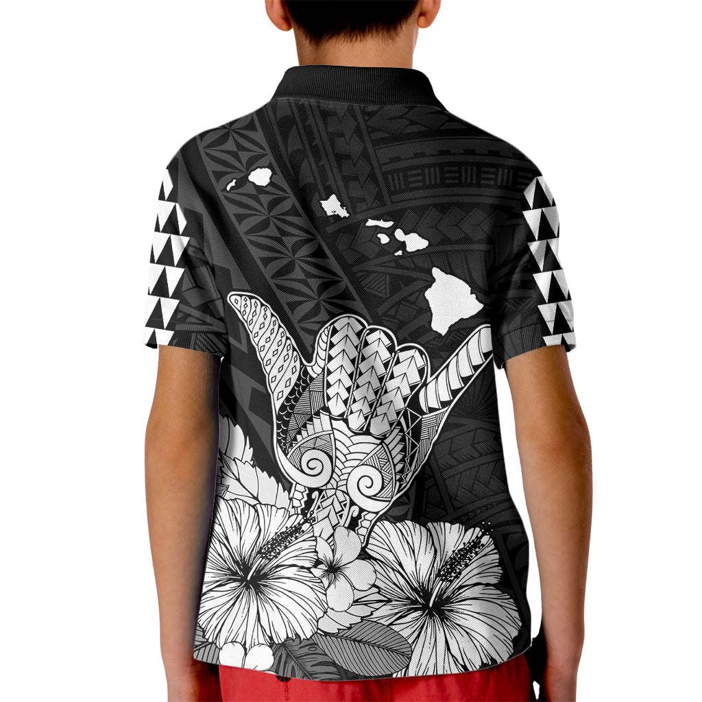 (Custom Personalised) Hawaii Shaka Sign Kid Polo Shirt Black Version LT9 - Polynesian Pride