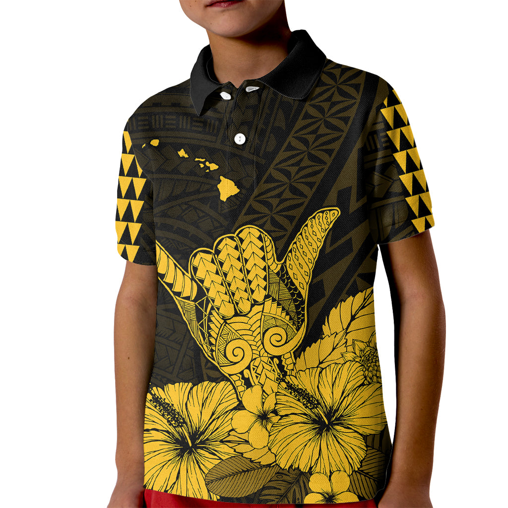 Hawaii Shaka Sign Kid Polo Shirt Gold Version LT9 Kid Gold - Polynesian Pride
