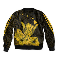 Hawaii Shaka Sign Sleeve Zip Bomber Jacket Gold Version LT9 - Polynesian Pride
