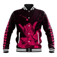 Hawaii Shaka Sign Baseball Jacket Pink Version LT9 Unisex Pink - Polynesian Pride