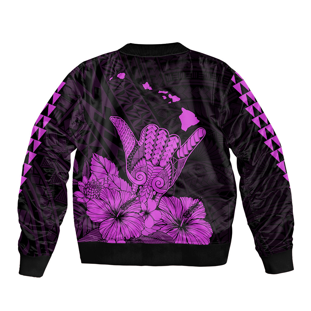 Hawaii Shaka Sign Sleeve Zip Bomber Jacket Purple Version LT9 - Polynesian Pride