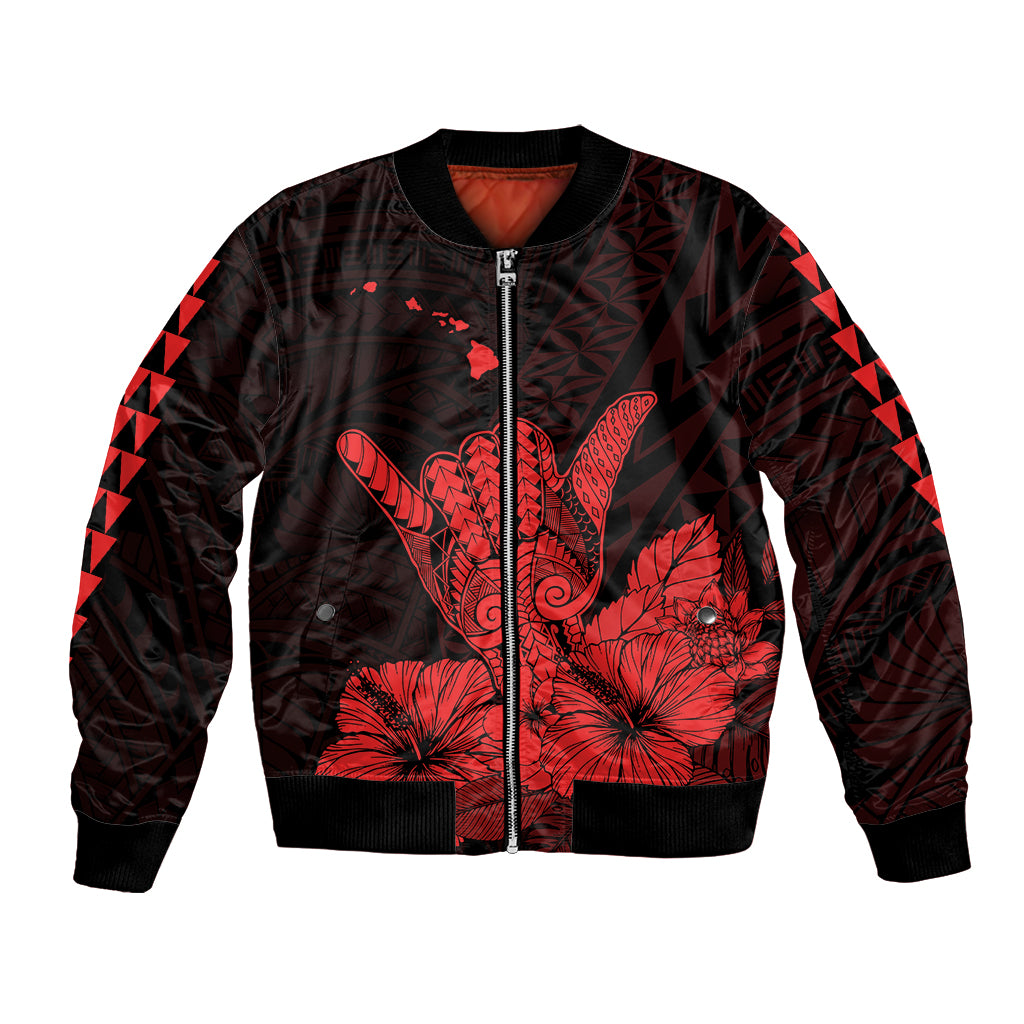 Hawaii Shaka Sign Bomber Jacket Red Version LT9 Unisex Red - Polynesian Pride