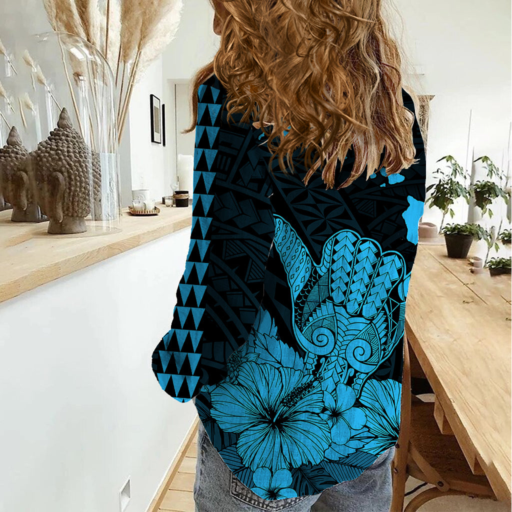 Hawaii Shaka Sign Women Casual Shirt Blue Version LT9 - Polynesian Pride