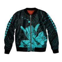 Hawaii Shaka Sign Bomber Jacket Turquoise Version LT9 Unisex Turquoise - Polynesian Pride