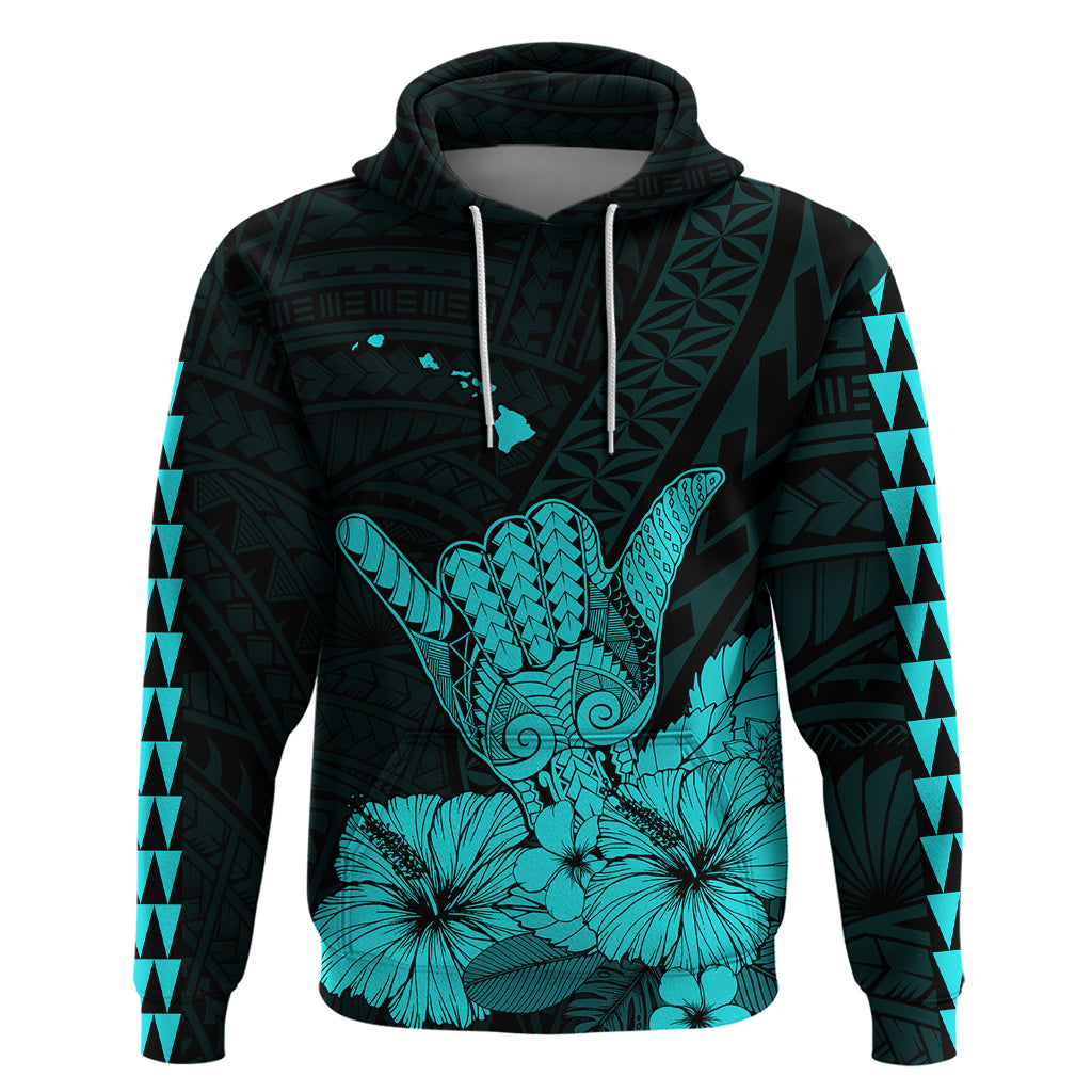Hawaii Shaka Sign Hoodie Turquoise Version LT9 - Polynesian Pride