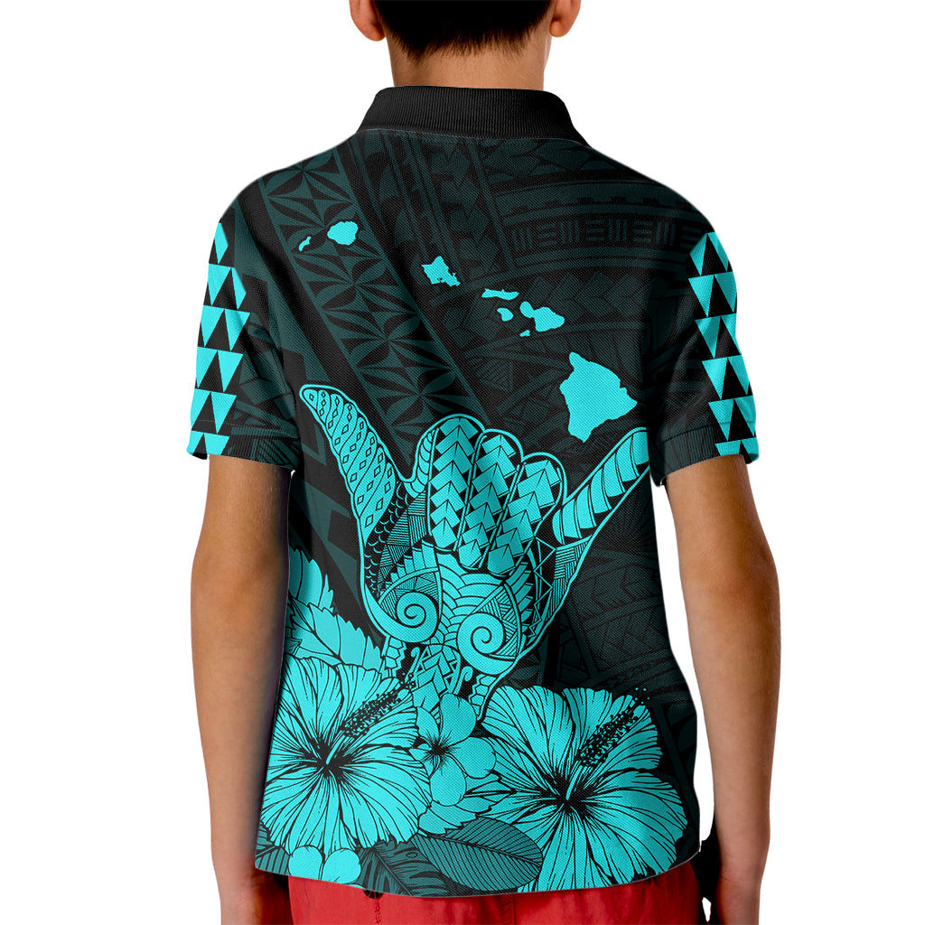 Hawaii Shaka Sign Kid Polo Shirt Turquoise Version LT9 - Polynesian Pride
