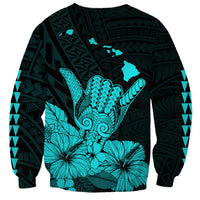 Hawaii Shaka Sign Sweatshirt Turquoise Version LT9 - Polynesian Pride