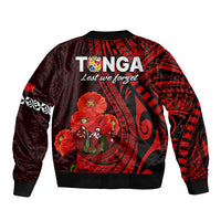 Tonga ANZAC Day Bomber Jacket Lest We Forget Red Version LT9 - Polynesian Pride