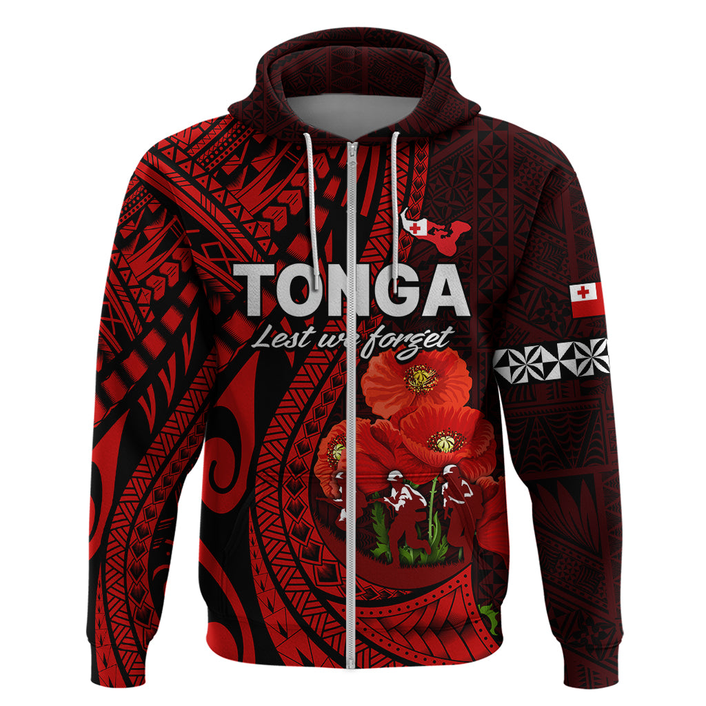 Tonga ANZAC Day Hoodie Lest We Forget Red Version LT9 - Polynesian Pride