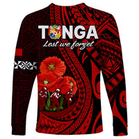 Tonga ANZAC Day Long Sleeve Shirt Lest We Forget Red Version LT9 - Polynesian Pride