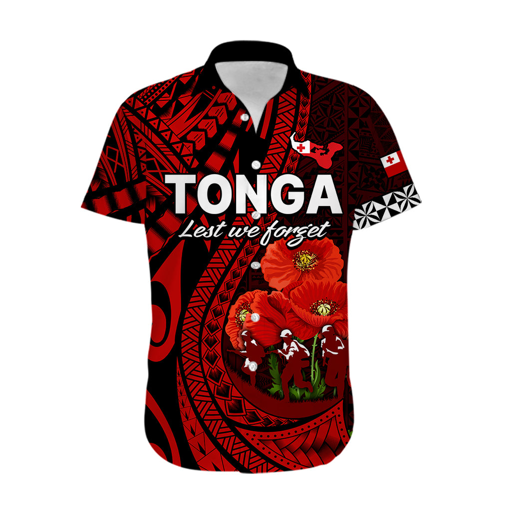 (Custom Personalised) Tonga ANZAC Day Hawaiian Shirt Lest We Forget Red Version LT9 - Polynesian Pride