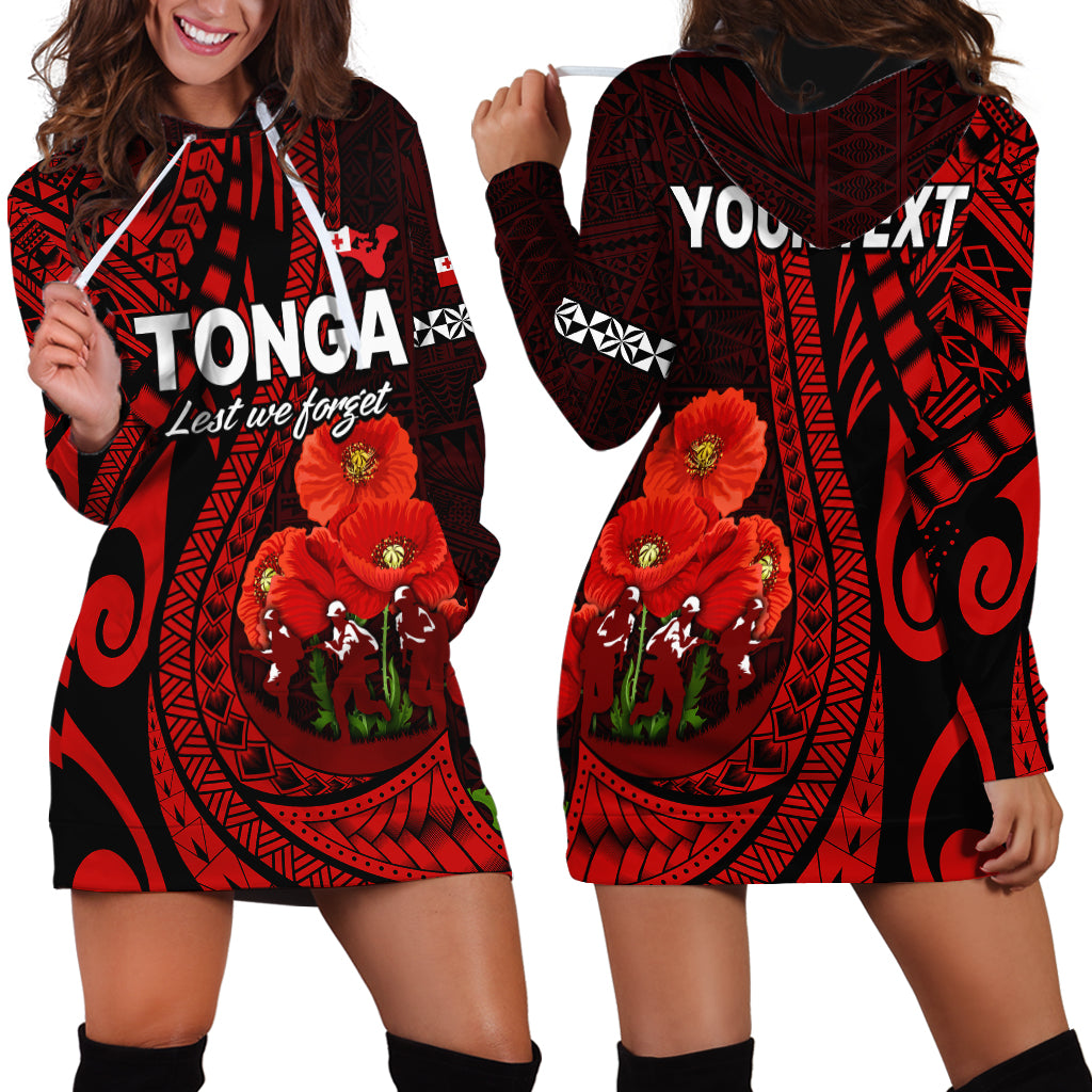 (Custom Personalised) Tonga ANZAC Day Hoodie Dress Lest We Forget Red Version LT9 Red - Polynesian Pride