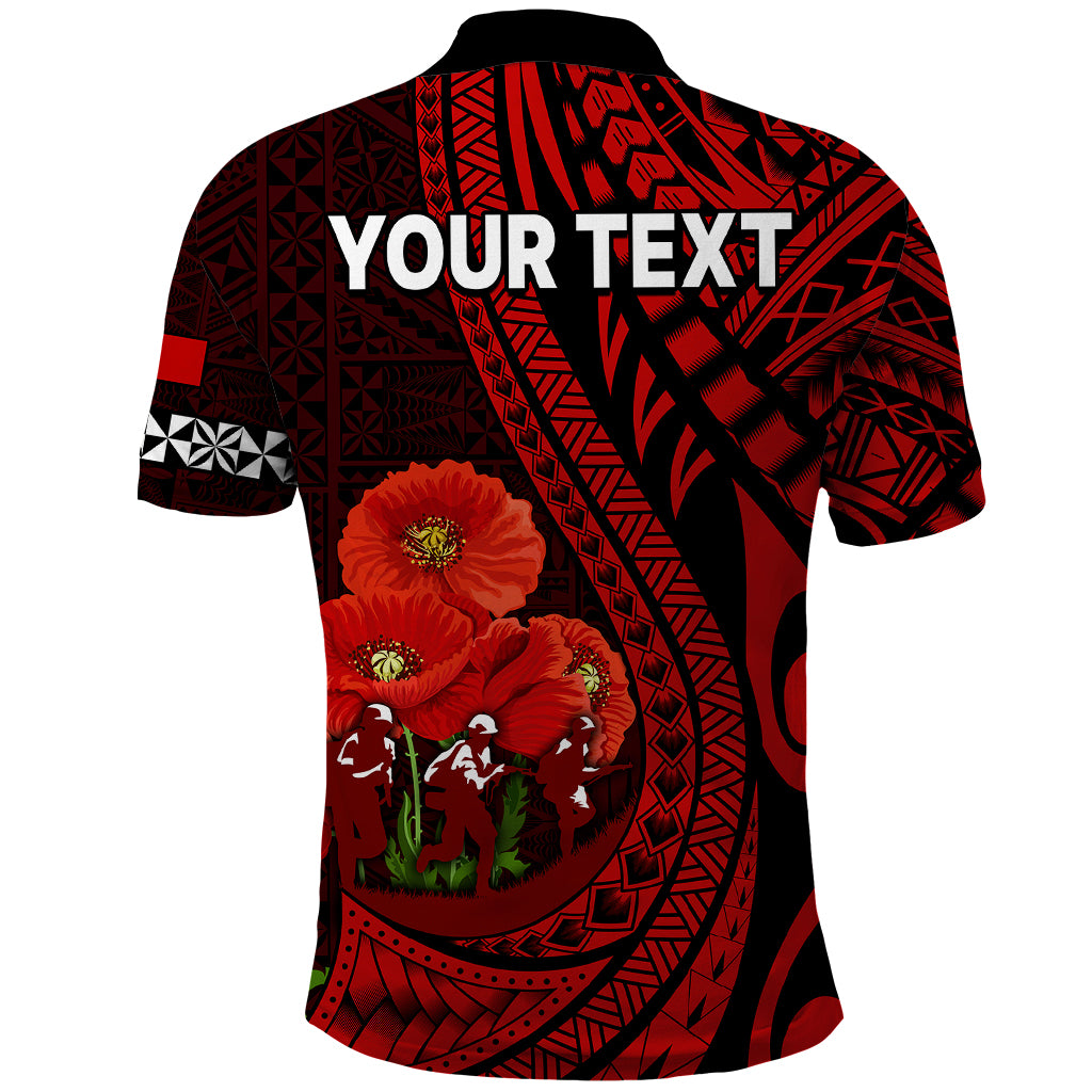 Custom Tonga ANZAC Day Polo Shirt Lest We Forget Red Version LT9 - Polynesian Pride