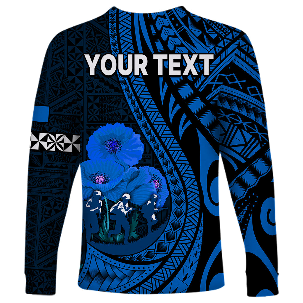 (Custom Personalised) Tonga ANZAC Day Long Sleeve Shirt Lest We Forget Blue Version LT9 - Polynesian Pride