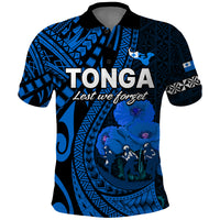 Custom Tonga ANZAC Day Polo Shirt Lest We Forget Blue Version LT9 Blue - Polynesian Pride