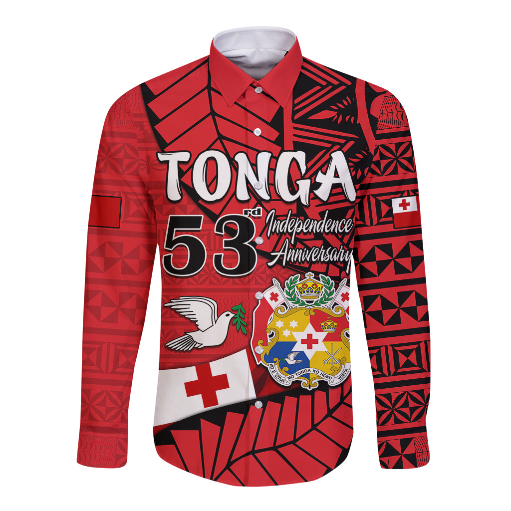 Tonga Emancipation Day Long Sleeve Button Shirt Happy 53rd Independence Anniversary LT9 Unisex Red - Polynesian Pride