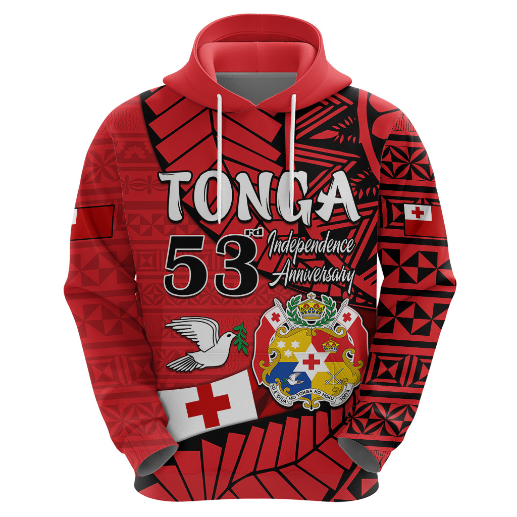 Custom Tonga Hoodie Emancipation Day Happy 53rd Independence Anniversary LT9 Zip Hoodie Red - Polynesian Pride