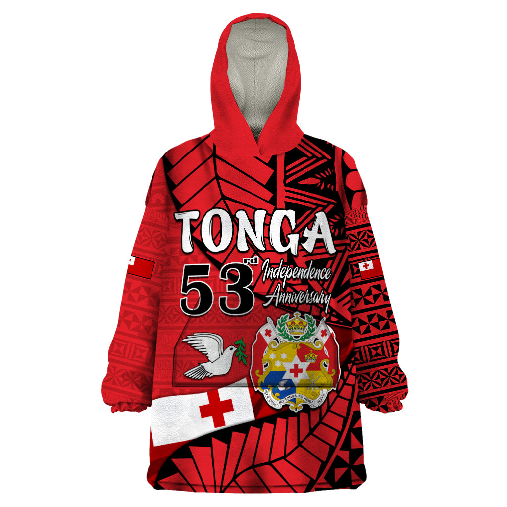 (Custom Personalised) Tonga Emancipation Day Wearable Blanket Hoodie Happy 53rd Independence Anniversary LT9 One Size Red - Polynesian Pride