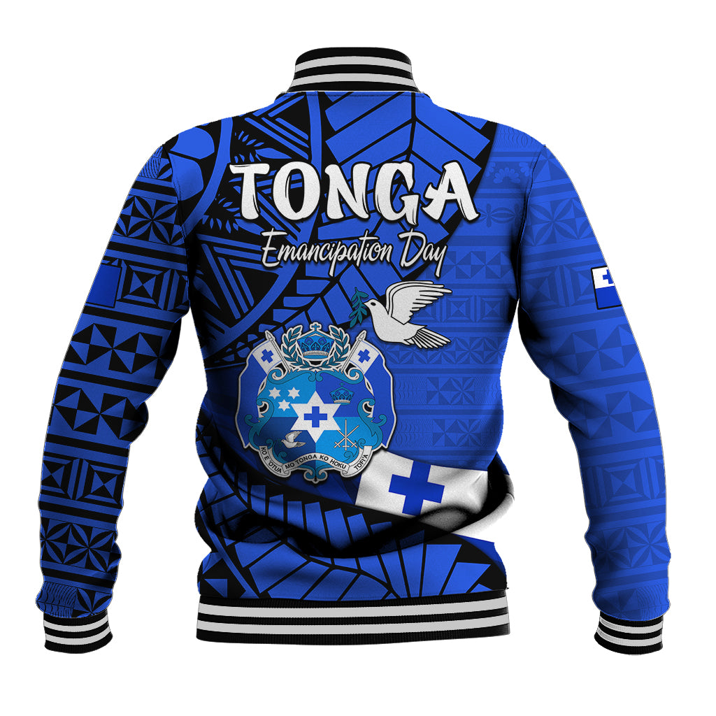 Tonga Emancipation Day Baseball Jacket Happy 53rd Independence Anniversary Blue Version LT9 - Polynesian Pride