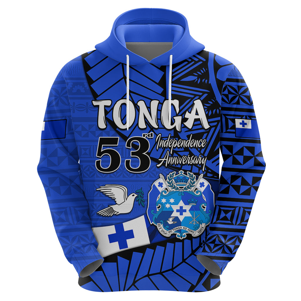 Tonga Hoodie Emancipation Day Happy 53rd Independence Anniversary Blue Version LT9 - Polynesian Pride