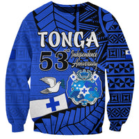 Tonga Emancipation Day Sweatshirt Happy 53rd Independence Anniversary Blue Version LT9 Unisex Blue - Polynesian Pride