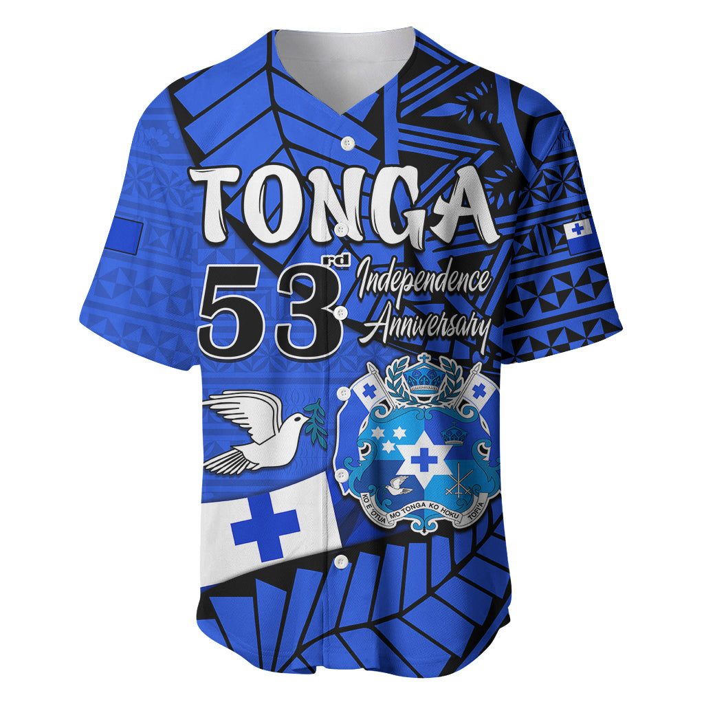 (Custom Personalised) Tonga Emancipation Day Baseball Jersey Happy 53rd Independence Anniversary Blue Version LT9 - Polynesian Pride
