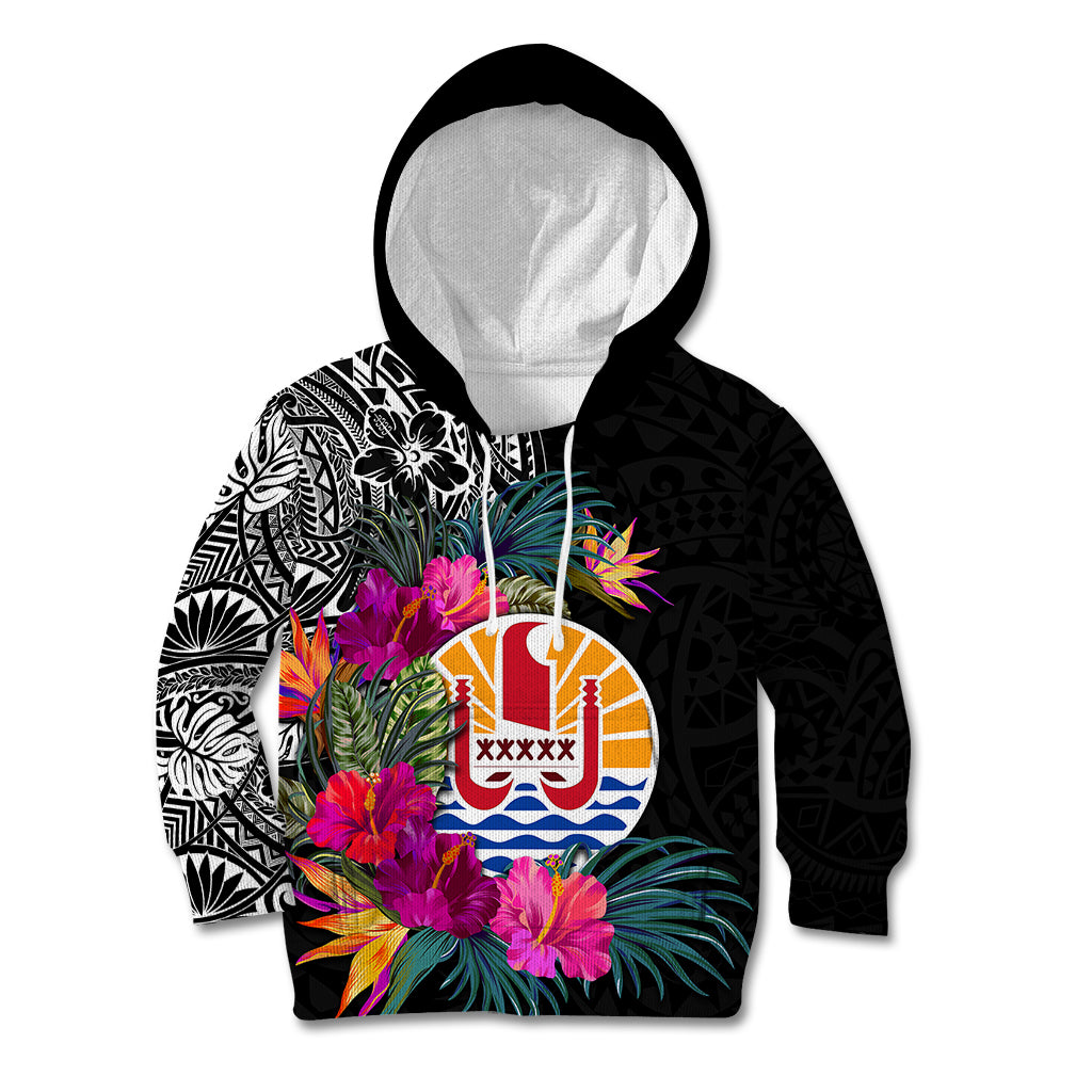 (Custom Personalised) Tahiti Island Kid Hoodie French Polynesian Tropical LT9 Black - Polynesian Pride