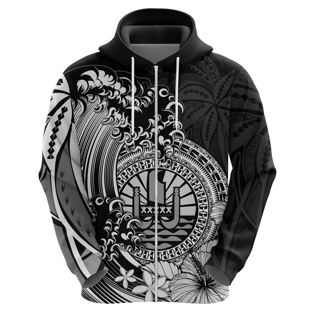Polynesian Tahiti Island Hoodie The Wave of Water Black LT9 - Polynesian Pride