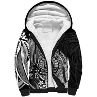 Polynesian Tahiti Island Sherpa Hoodie The Wave of Water - Black LT9 Unisex Black - Polynesian Pride