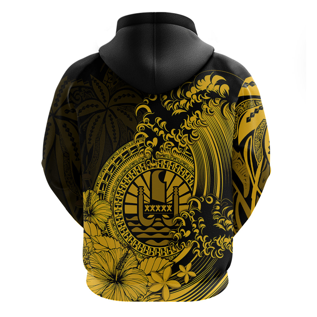 Polynesian Tahiti Island Hoodie The Wave of Water Gold LT9 - Polynesian Pride