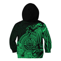 Polynesian Tahiti Island Kid Hoodie The Wave of Water - Green LT9 Zip Hoodie Green - Polynesian Pride