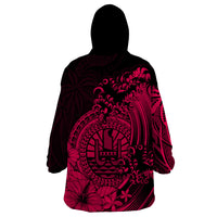 Polynesian Tahiti Island Wearable Blanket Hoodie The Wave of Water - Pink LT9 - Polynesian Pride