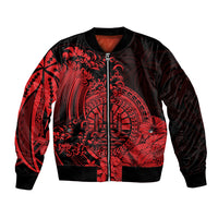 Polynesian Tahiti Island Bomber Jacket The Wave of Water - Red LT9 Unisex Red - Polynesian Pride