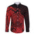 Polynesian Tahiti Island Long Sleeve Button Shirt The Wave of Water - Red LT9 Unisex Red - Polynesian Pride