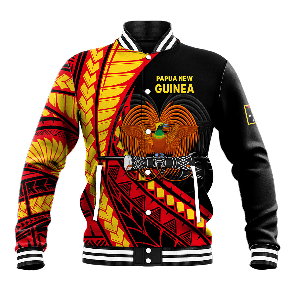Papua New Guinea Baseball Jacket The Greater Bird of Paradise LT9 Unisex Black - Polynesian Pride