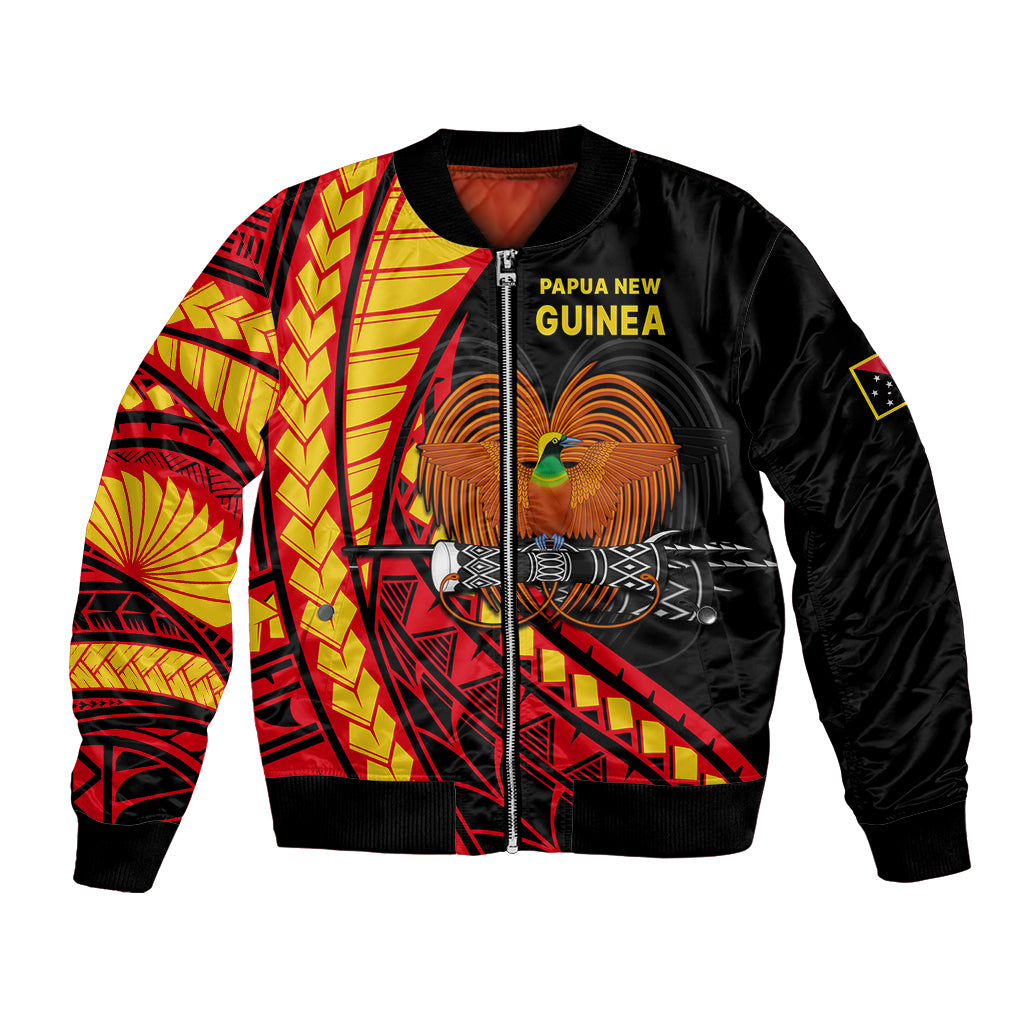 Papua New Guinea Bomber Jacket The Greater Bird of Paradise LT9 Unisex Black - Polynesian Pride