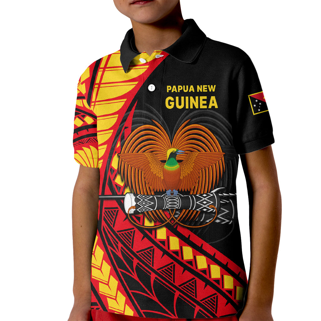 Papua New Guinea Kid Polo Shirt The Greater Bird of Paradise LT9 Kid Black - Polynesian Pride