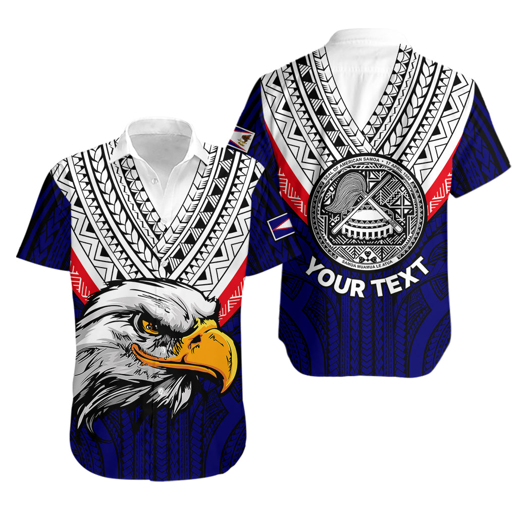 (Custom Personalised) American Samoa Hawaiian Shirt Bald Eagle with Polynesian Pattern LT9 Blue - Polynesian Pride